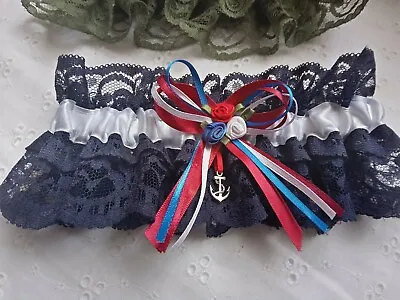 Military Army Royal Navy Raf Wedding Bride Garter Navy / Green Lace With Charm • £12.99