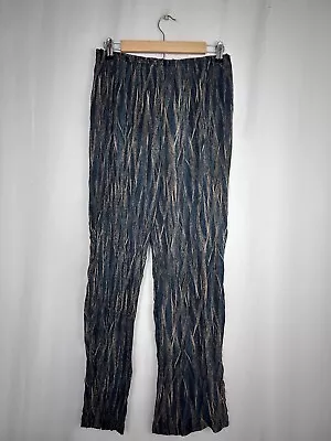 Amanda Smith Womens Large 100% Silk Pants Multicolor Green Black Beige 28x29 • $19.99