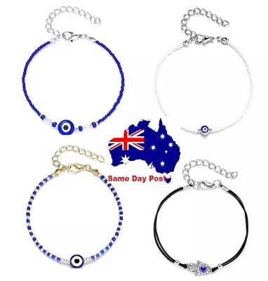 Turkish Blue White Evil Eye  Bracelet Protection  Lucky Charm Fashion  Woman  • $8.95