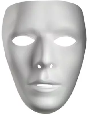 Blank Male Plastic Mask White Fancy Dress Up Halloween Adult Costume Accessory • $11.77