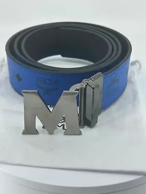 Authentic Mcm Blue / Black Reversible Mens Belt Size Adjustable • $160