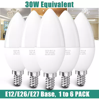 LED Chandelier Candle Light Bulbs E12 E27 5W(30W Eq.) Lamp Daylight White 6000K • $20.95