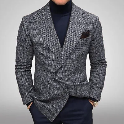 $45.23 • Buy Mens Business Casual Lapel Plaid Blazer Coats Party Dress Slim Fit Suit Jacket