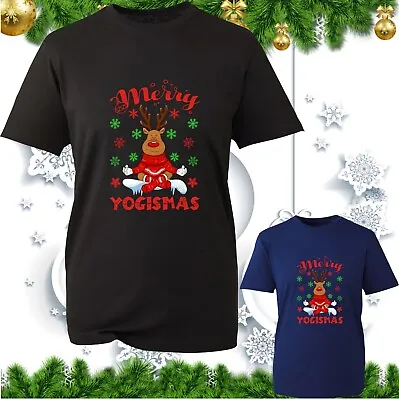 Merry Yogismas T-Shirt Christmas Yoga Spoof Xmas Santa Yoga Reindeer Meditation • £9.99