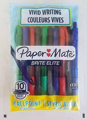 Paper Mate Vivid Writing Bite Elite Ballpoint - Pack Of 10 Pens - 4 Colours • £3.99