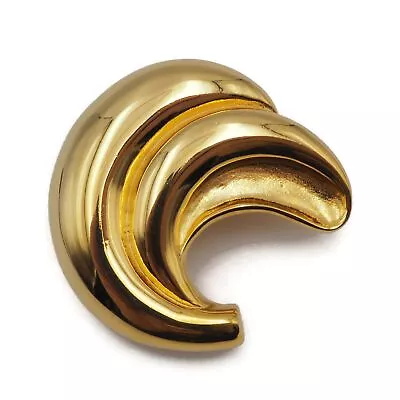 Vintage AK Anne Klien Gold Tone Crescent Swirl Wave Fashion Brooch 1.65 Inch • $17.99