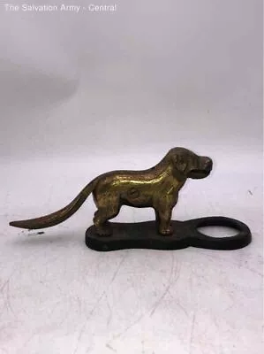 Vintage Antique Gold Cast Iron Decorative Beer Opener Dog Nutcracker • $14