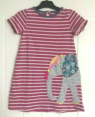 New Mini BODEN Girls Size 5 - 6   Year Elephant Jersey Applique Stripe Tunic Top • £9.99