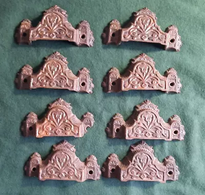 Lot Of 8 1900's Antique Cast Iron Drawer Bin Pulls 4  Scroll Eastlake Design • $21.99