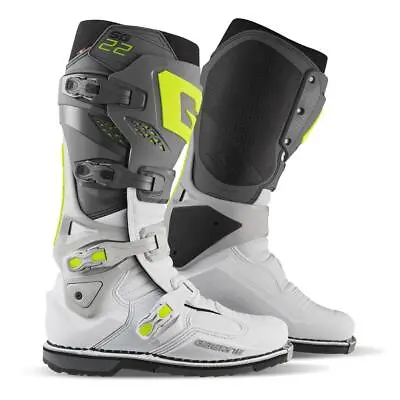 Gaerne SG22 Anthracite/White/Grey Adult MX Boots Motocross Off-Road Racing Quad • £558