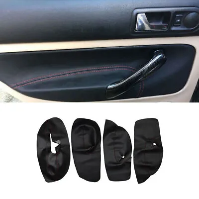 Black Interior Door Panels Armrest Leather Cover For VW Bora Jetta Golf MK4 4PCS • $42.27