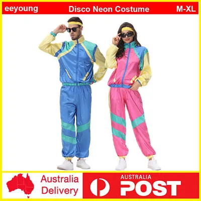 Ladies 80s Height Of Fashion Tracksuit 1980s Party Retro Disco Neon Costume $ • £29.99