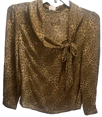 Merona Ladies S Top Animal Cheetah Print Tie In Front Long Sleeves Mob Wives • $20