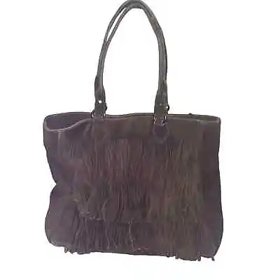 £108.29 • Buy Haute Hippie Brown Suede Heavily Fringed Purse Top Handle Bag 