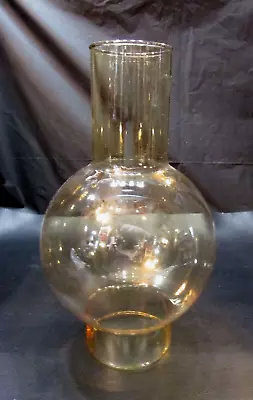 Vintage Unusual Shape Clear Light Amber Glass Kerosene Oil Lamp 8.5  Chimney • $25