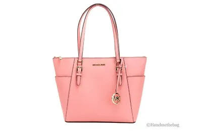 Michael Kors Charlotte Tea Rose Signature PVC TZ Shoulder Tote Handbag Purse • $109