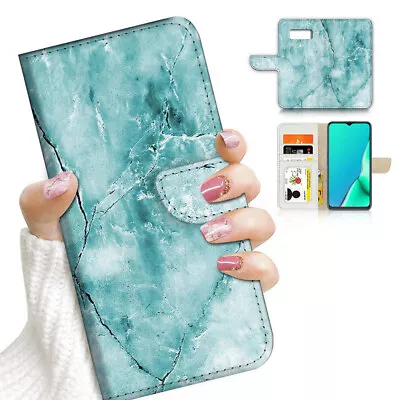 ( For Samsung S7 ) Wallet Flip Case Cover AJ23618 Green Marble Crystal • $12.99