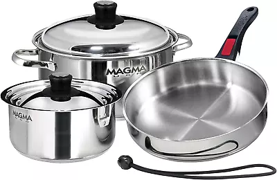 Products A10-362-IND 7 Piece Induction Cook-Top Gourmet Nesting Stainless Steel • $244.99