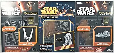 Metal Earth Star Wars 3D Model 3 Kit Lot: FO Snowspeeder Kylos Shuttle R2-D2 • $17.99