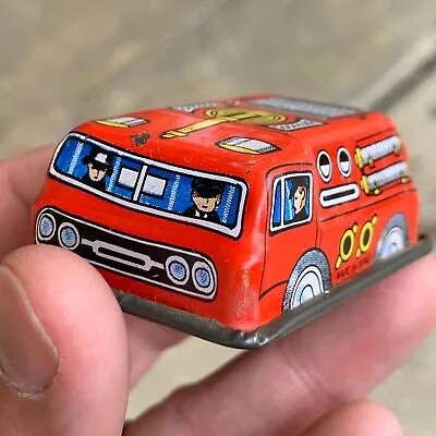 Vintage Tin Lithograph Friction Fire Truck - Made In Japan - Working - Toy • $18.95