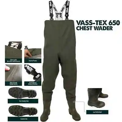 Vass 650 Series Chest Wader Waders VA650-70 *All Sizes* NEW Carp Fishing Waders • $82.15