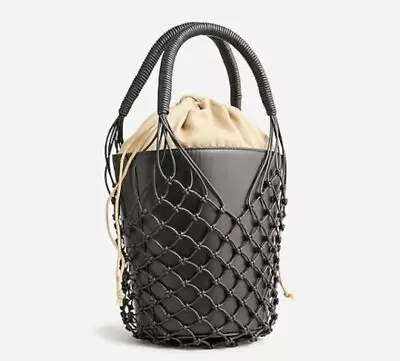 J Crew Sedona Basket Bag In Black Leather BJ726 New • $54.99