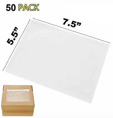 50 Clear Packing Invoice List Pouches 7.5x5.5 Shipping Label Envelope Adhesive • $6.99