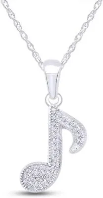 1/10ct Lab Created Moissanite Music Note Pendant Necklace 925 Sterling Silver • $43.18