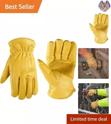 Heavy-Duty Leather Work Gloves - 100g Thinsulate Durable Cowhide - Large • $44.99