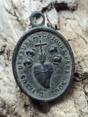 16th-17th C Spanish Colonial Bronze Religious Small Medal DUG IN MEXICO20x29mm • $35