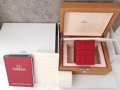 Omega Authentic Wooden Watch Box With Travel Red Cube Box Latest Model New • $154.89