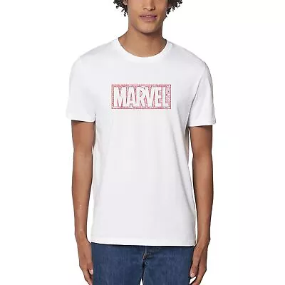 Marvel Logo Swirl Design Graphic Print Men's White T-Shirt • £18.99