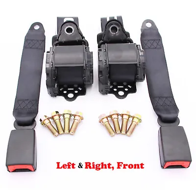 2x Retractable 3 Point Safety Seat Belt Straps Car Vehicle Adjustable Belt Kit • $47.27