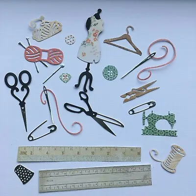 Sewing/Needlework Die Cuts For Cards Scrapbooks - Sets Of 20 Assorted Colours • £2.40