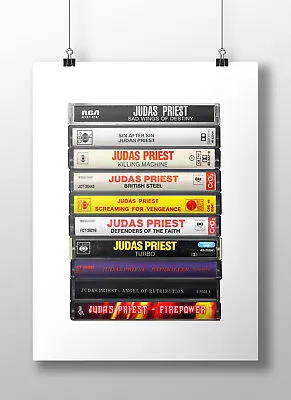 Judas Priest Poster: Cassette Print Judas Priest Albums Fan Gift Art • £16.49