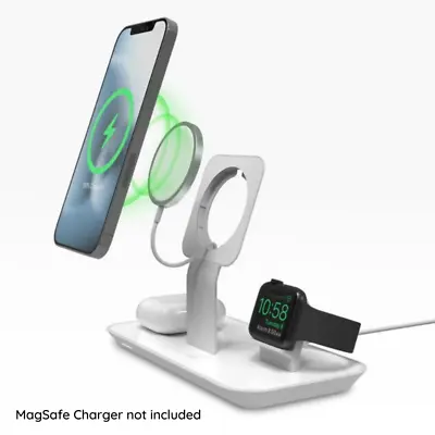 Mophie 3 In 1 Stand For Magsafe Charger W/ Airpods & Watch Charge Points White • £39.99