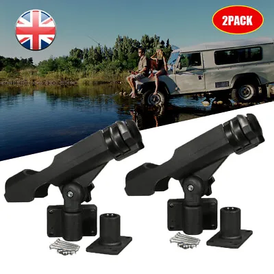 2pcs Adjustable Fishing Rod Pole Mount Stand Bracket Holder For Kayak Canoe Boat • £12.89