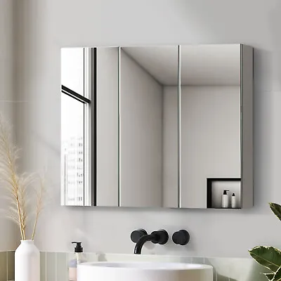Welba Bathroom Mirror Cabinet Vanity Medicine Wall Storage White 900mm X 720mm • $135.90