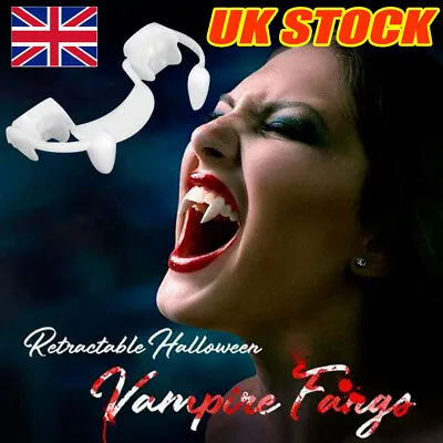 Halloween Scary Party Cosplay Vampire Fangs Retractable Teeth Dress Costume UK • £4.24