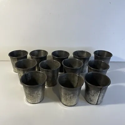 12 Vintage Old Galvanised Steel Plant Pot Pots Small Seedling Pots Rustic • £20