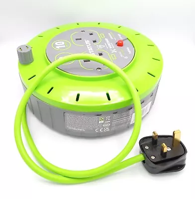 Extension Cable Reel 10 Metre Socket Electric Power Supply 2 Sockets 13 Amp • £19.99