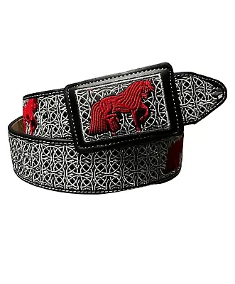 Men’s Western Cowboy Embroidered Belt Cinto Vaquero Bordado Charro Con Caballo • $39.99