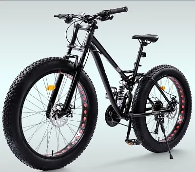 $539 • Buy 26  Mountain Bike Shimano Full Suspension Fat Tire 7 Speed Heavy Duty Bicycle
