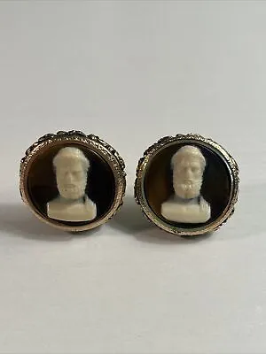 Vintage Greek Roman Man Philosopher Cameo Cufflinks Antiquity Bust Statues • $54