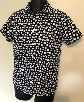 $12.98 • Buy 21 Men Shirt Men’s Button Down Camp Shirt Size XS Blue White Polka Dot Print