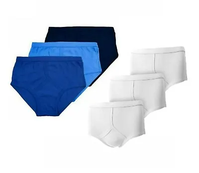 3x Mens Y Fronts Interlock Cotton Briefs Underpants Slips Underwear Blue White • £7.99