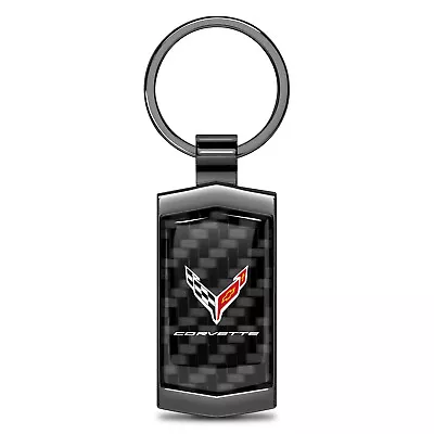 Chevrolet Corvette C8 Real Carbon Fiber Gunmetal Case Key Chain • $26.95