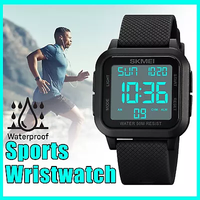 Fashion Men's Sports Watch LED Large Digital Waterproof Multifunction Wristwatch • $10.58