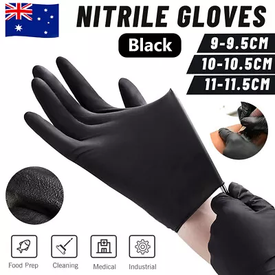 100-200pcs Black Disposable Nitrile Gloves Mechanic Blend Powder Free Industrial • $16.59