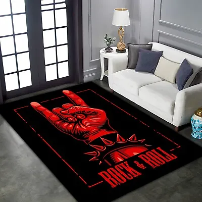 Rock And Roll Sign Rug Guitar Rug Rock Music Lovers Rug Rock N Roll Rug Rock • $194.37